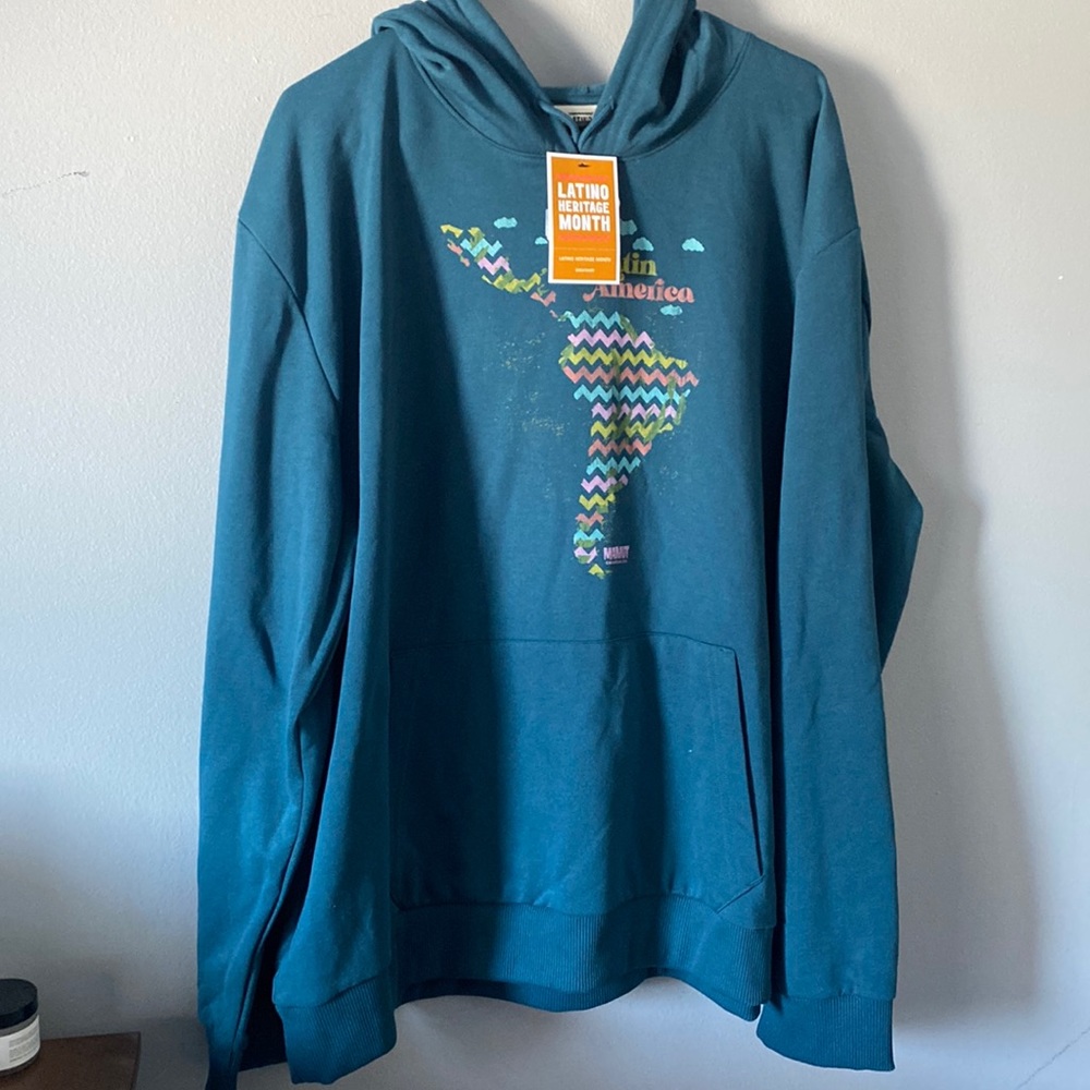 Latin America Hooded Sweatshirt NWT teal blue - Picture 4 of 7